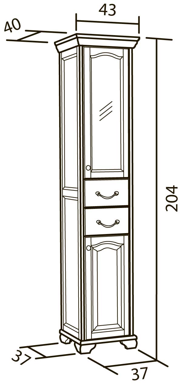 Купить пенал roma  (с ящиками) слоновая кость 40х38,5х196, good door. в Иваново магазин сантехники Суперстрой