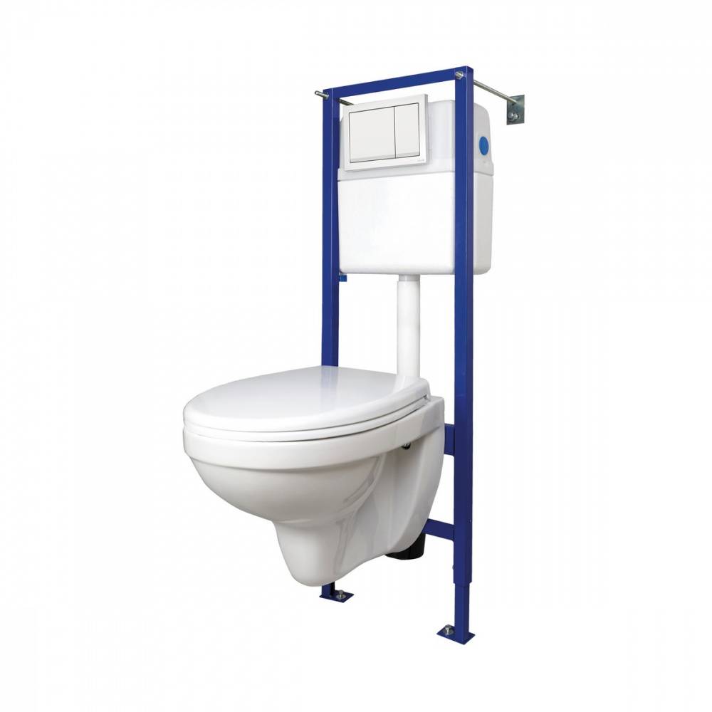 Купить комплект delfi подвесной сидение термопласт lift+инсталляция vector с кнопкой  enter, пластик белый, cersanit. в Иваново магазин сантехники Суперстрой