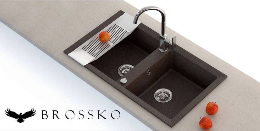Купить мойка композитная callisto 605(тем.беж), brossko. в Иваново магазин сантехники Суперстрой