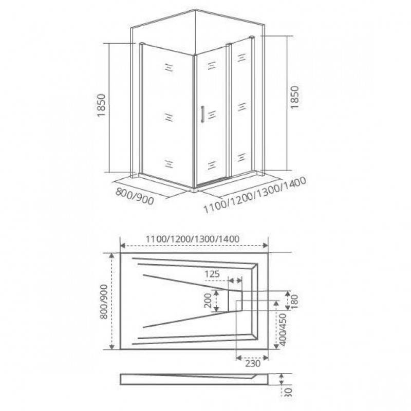 Купить боковая часть infinity sp-100-g-ch , 1000*1850 bas в Иваново магазин сантехники Суперстрой