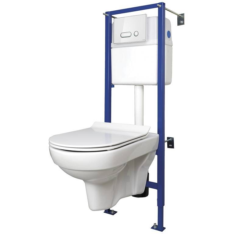 Купить комплект  city new clean on подвесной сидение с slim дюропласт lift+инсталляция link pro с кнопкой intera стекло белое,cersanit. в Иваново магазин сантехники Суперстрой