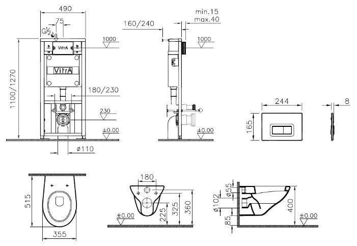 Купить комплект arkitekt 9005в003-7211 сиденье+инсталляция+кнопка гладкая хром, белый, vitra. в Иваново магазин сантехники Суперстрой