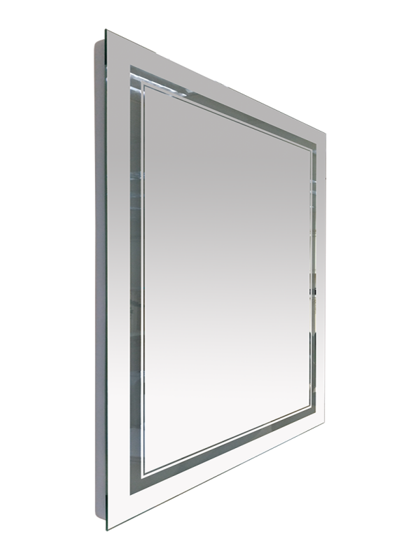 Купить 2 неон - зеркало led  600х800 сенсор на зеркале + часы (двойная подсветка),misty в Иваново магазин сантехники Суперстрой