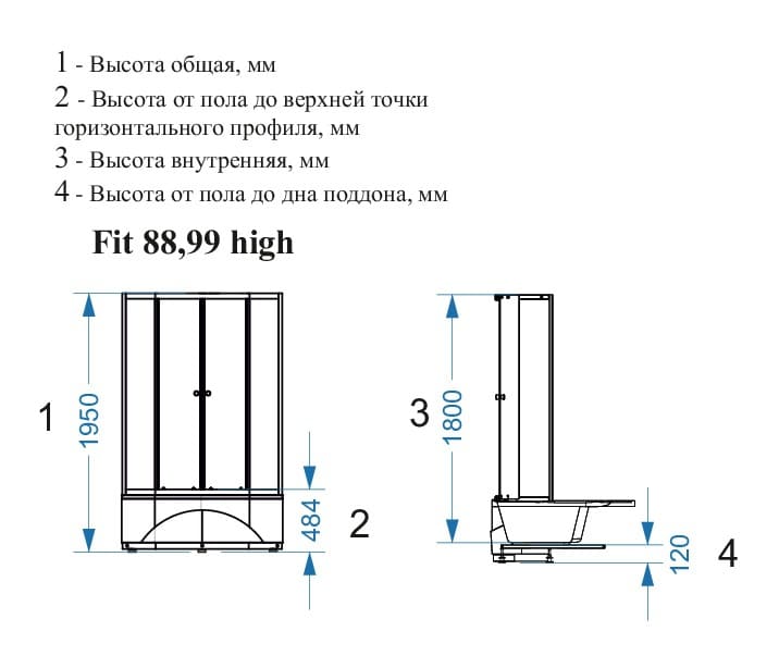 Купить душевой угол domani spa fit 88 high, вп пс в Иваново магазин сантехники Суперстрой