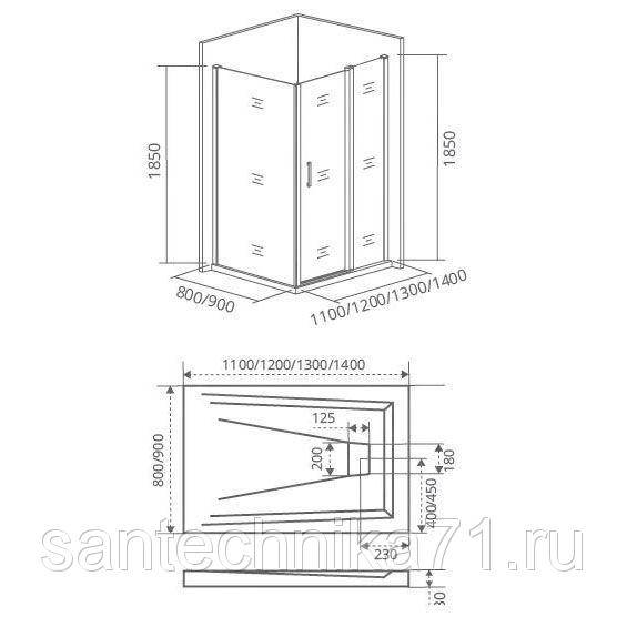 Купить боковая часть infinity sp-90-c-ch , 900*1850 bas в Иваново магазин сантехники Суперстрой
