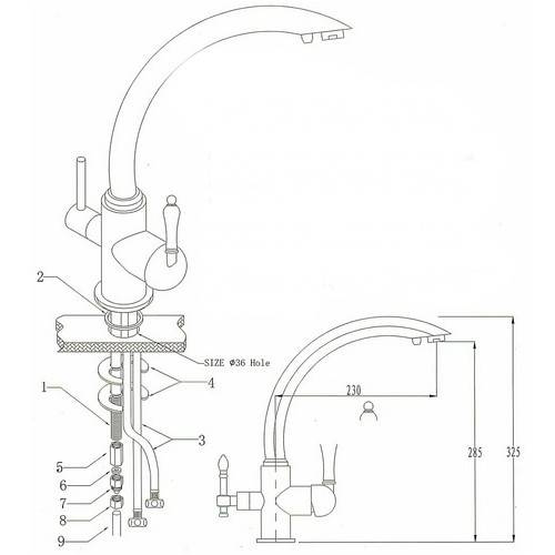 Купить смеситель для кухни под фильтр vincent 31244-5 black pearl,kaiser в Иваново магазин сантехники Суперстрой