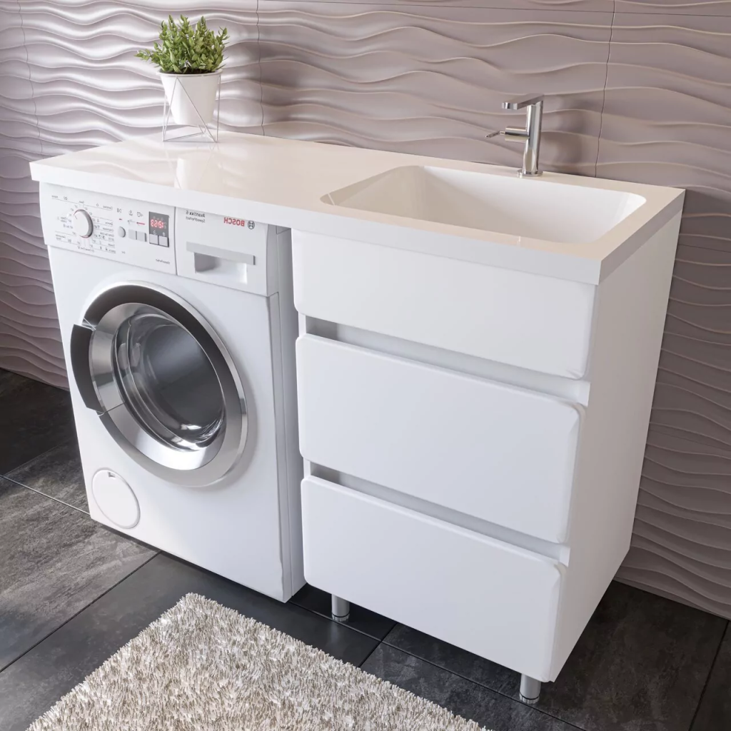 Купить тумба корделия-60l,2ящика,стиральной машины,белый +раковина kamilla-120,stella polar. в Иваново магазин сантехники Суперстрой
