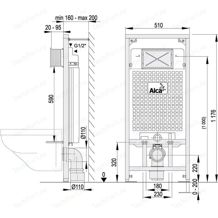 Купить система инсталляции для унитаза alca plast (ам-101/1120) в Иваново магазин сантехники Суперстрой