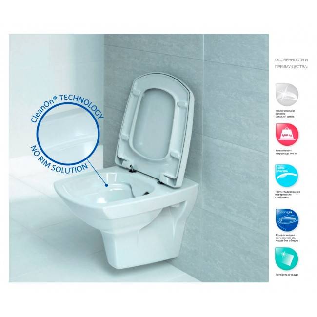Купить унитаз безободковый сarina new clean on подвесной м/л, сersanit в Иваново магазин сантехники Суперстрой
