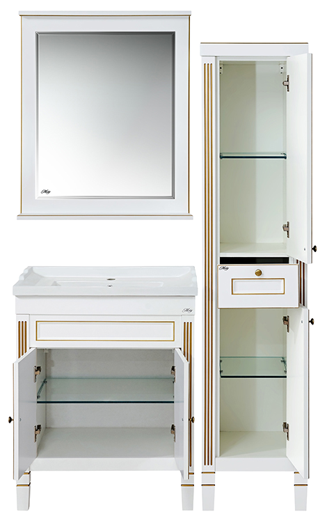 Купить пенал женева - 40 без б/к белая патина правый, misty. в Иваново магазин сантехники Суперстрой