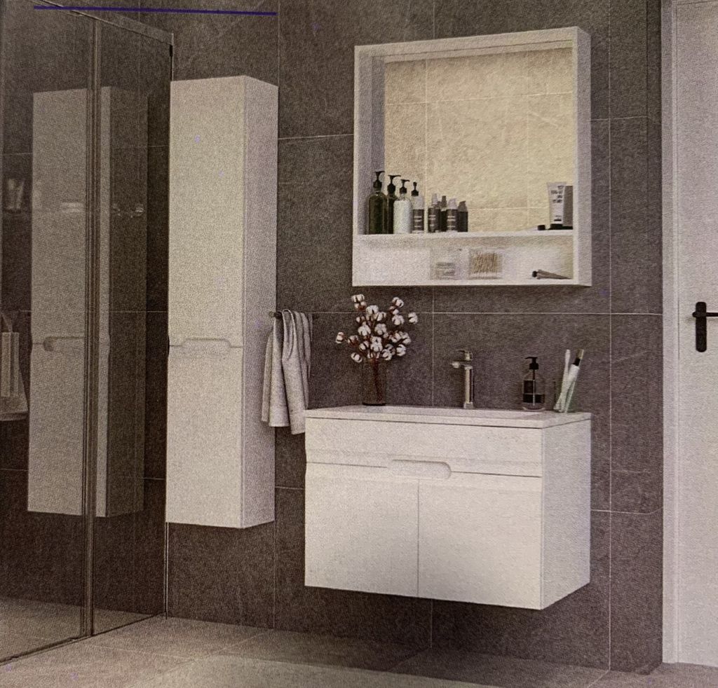 Купить тумба муза-80, подвесная,2двери белая+ раковина modul-80,stella polar. в Иваново магазин сантехники Суперстрой