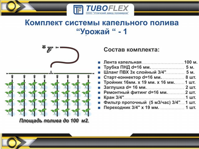 Купить комплект капельного полива " урожай" 1"(02404), россия. в Иваново магазин сантехники Суперстрой