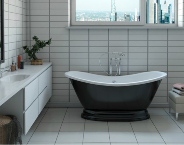 Купить ванна из литьевого мрамора бостон  на подиуме,эстет(россия) в Иваново магазин сантехники Суперстрой