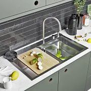 Купить мойка врезная 75*46 (3,0 мм) многофункциональная mixline pro в Иваново магазин сантехники Суперстрой