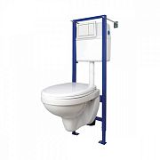 Купить комплект delfi подвесной сидение термопласт lift+инсталляция vector с кнопкой  enter, пластик белый, cersanit. в Иваново магазин сантехники Суперстрой