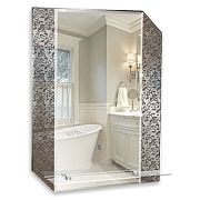 Купить зеркало  болонья 580х750 мм с полкой, гк серебряные зеркала. в Иваново магазин сантехники Суперстрой