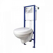 Купить комплект delfi подвесной с сидением дюропласт lift+инсталляция vector с кнопкой movi-хром матовый,cersanit в Иваново магазин сантехники Суперстрой