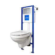 Купить комплект delfi подвесной сидение дюропласт lift+инсталляция vector c кнопкой link хром матовый,cersanit. в Иваново магазин сантехники Суперстрой