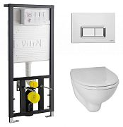 Купить комплект arkitekt 9005в003-7211 сиденье+инсталляция+кнопка гладкая хром, белый, vitra. в Иваново магазин сантехники Суперстрой