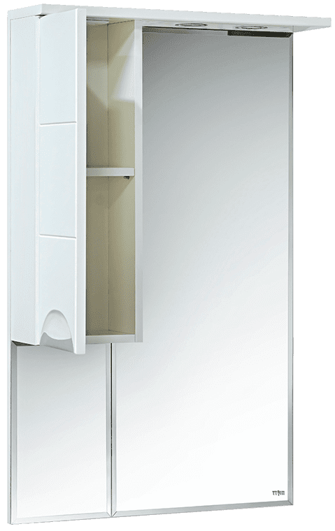 Купить зеркало-шкаф петра-65 белое, левое, свет, misty. в Иваново магазин сантехники Суперстрой