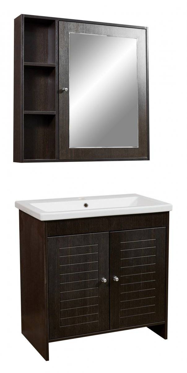 Купить зеркало-шкаф монтоне-80 венге,stella polar. в Иваново магазин сантехники Суперстрой