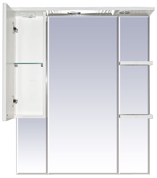 Купить зеркало-шкаф александра - 85  левый(свет) белый металлик, misty в Иваново магазин сантехники Суперстрой