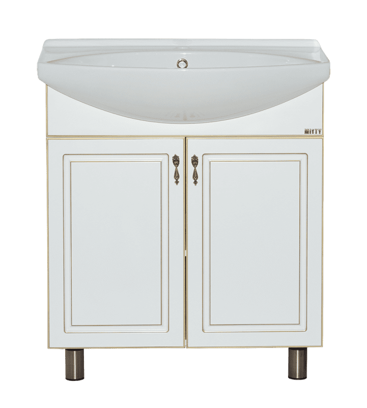 Купить тумба париж-75 прямая белая патина + раковина drej лагуна, misty. в Иваново магазин сантехники Суперстрой