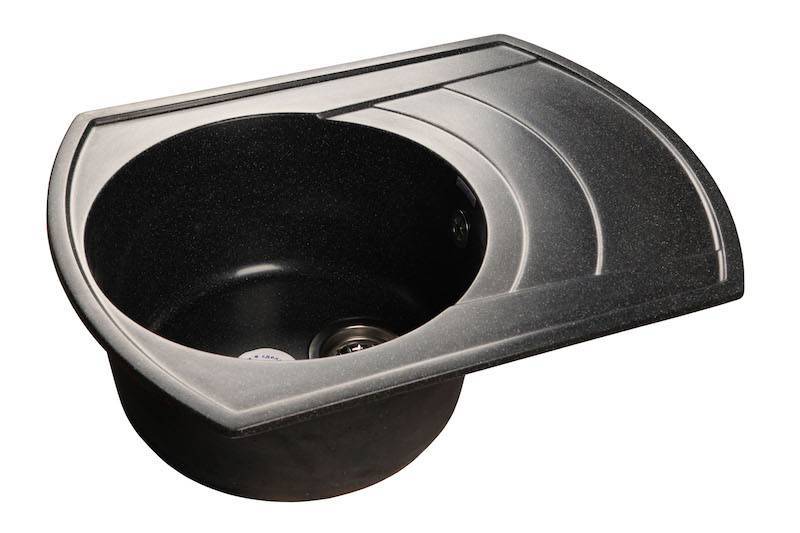 Купить мойка кухонная керамогранит rondo gf-r650l (черная),granfest. в Иваново магазин сантехники Суперстрой