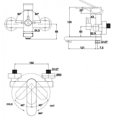 Купить смеситель для ванны arena 33022,kaiser в Иваново магазин сантехники Суперстрой