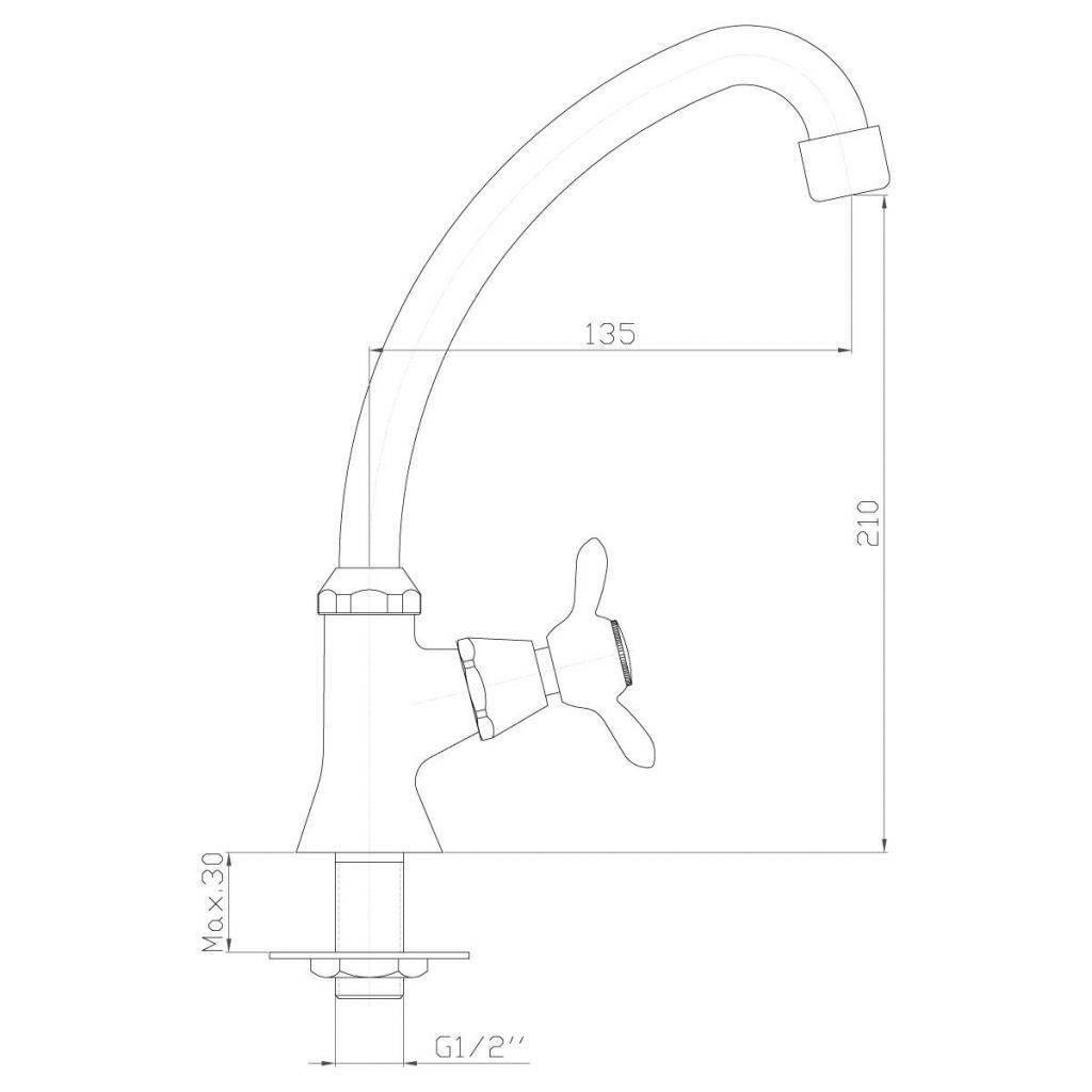 Купить кран для холодной воды q02-60u, rossinka. в Иваново магазин сантехники Суперстрой