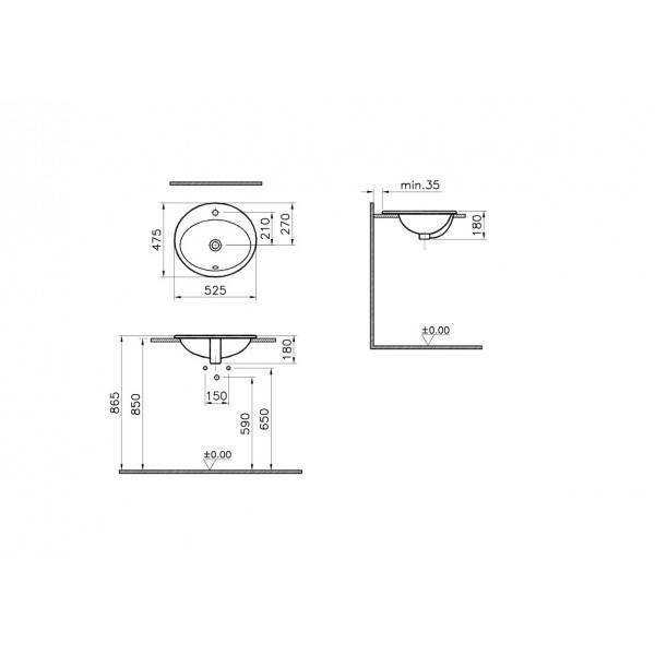 Купить раковина s20 (5468в003-0001,53см),белый,круглая,vitra. в Иваново магазин сантехники Суперстрой