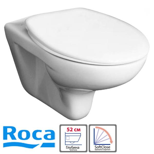 Купить унитаз mateo подвесной  с крышкой пластик, roca. в Иваново магазин сантехники Суперстрой