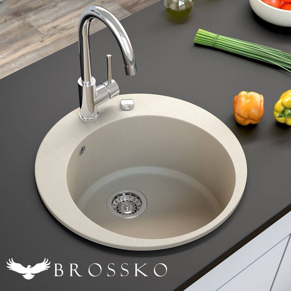 Купить мойка композитная domeniko 13-09 (черн. блеск), brossko. в Иваново магазин сантехники Суперстрой