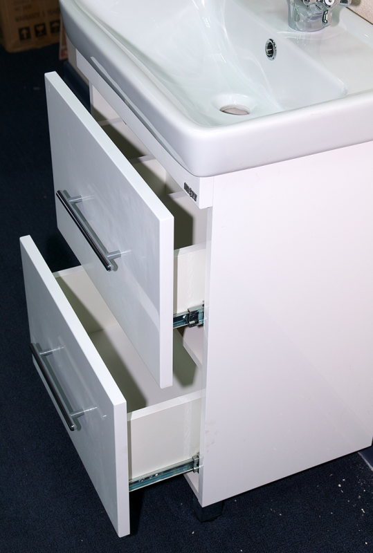 Купить тумба елена - 50 с 2 ящ. направл. с довод. белая, misty в Иваново магазин сантехники Суперстрой