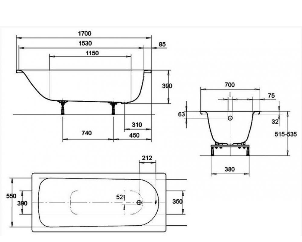 Купить ванна стальная  euroрa  (2.2мм) 170 х 70 ,blb. в Иваново магазин сантехники Суперстрой