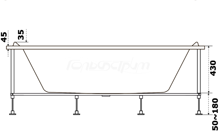 Купить ванна акриловая эсте 1700*850 с экраном левая, bas. в Иваново магазин сантехники Суперстрой