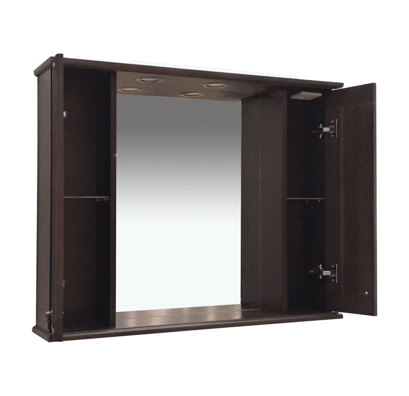 Купить зеркало-шкаф рим -105,с 2-мя шкаф,орех, misty. в Иваново магазин сантехники Суперстрой