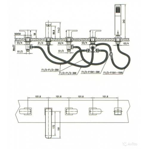 Купить смеситель sonat 34222 для ванны на 5 отверстий,kaiser в Иваново магазин сантехники Суперстрой