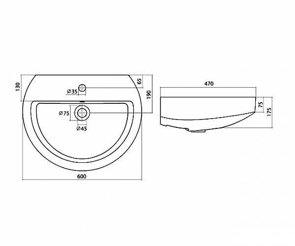 Купить раковина аллегро-60 1wh301953 без пьедестала, santek. в Иваново магазин сантехники Суперстрой
