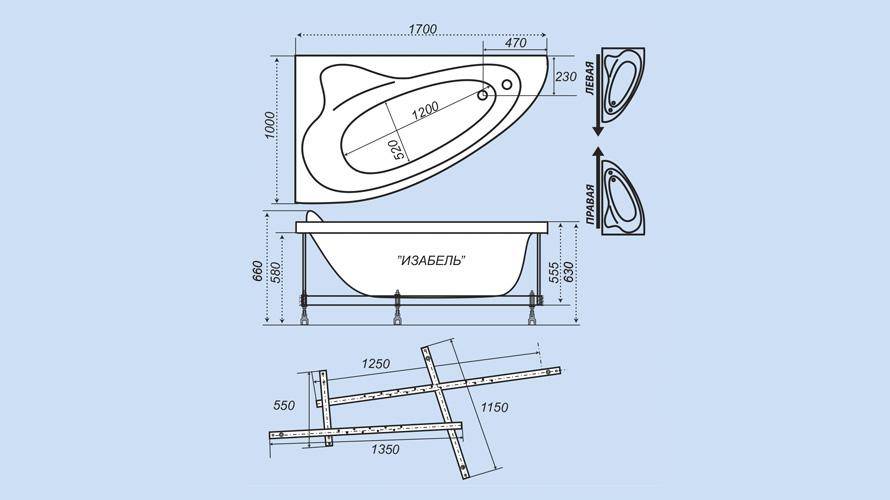 Купить ванна акриловая изабель 1700 *1000 с экраном левая,тритон. в Иваново магазин сантехники Суперстрой