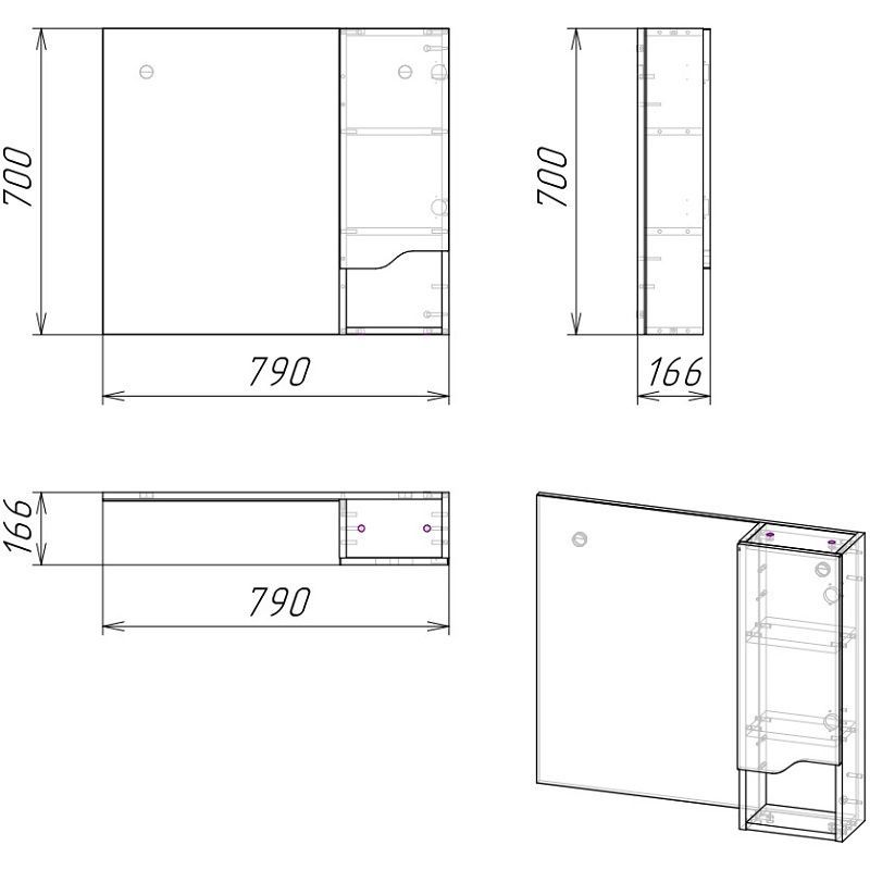 Купить зеркало-шкаф абигель-80 ,белый глянец, sella polar. в Иваново магазин сантехники Суперстрой
