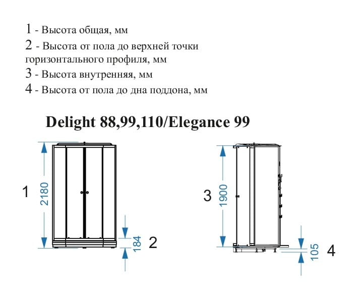 Купить душевая кабина domani delight 110,100*100  нп пс-черная задняя стенка в Иваново магазин сантехники Суперстрой