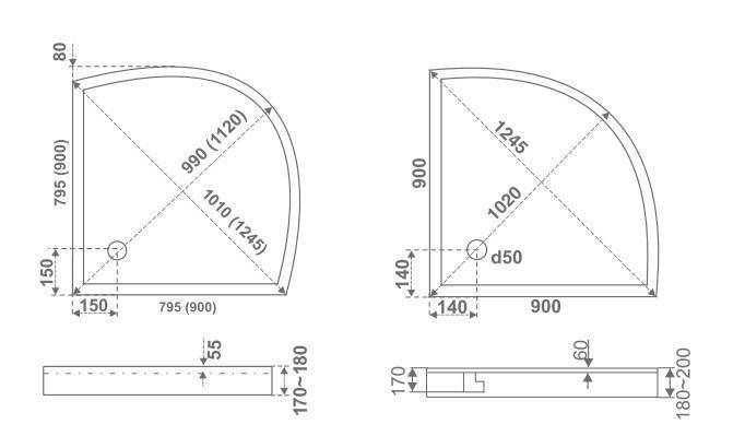 Купить поддон акриловый плуто 900х900 в комплекте, bas. в Иваново магазин сантехники Суперстрой
