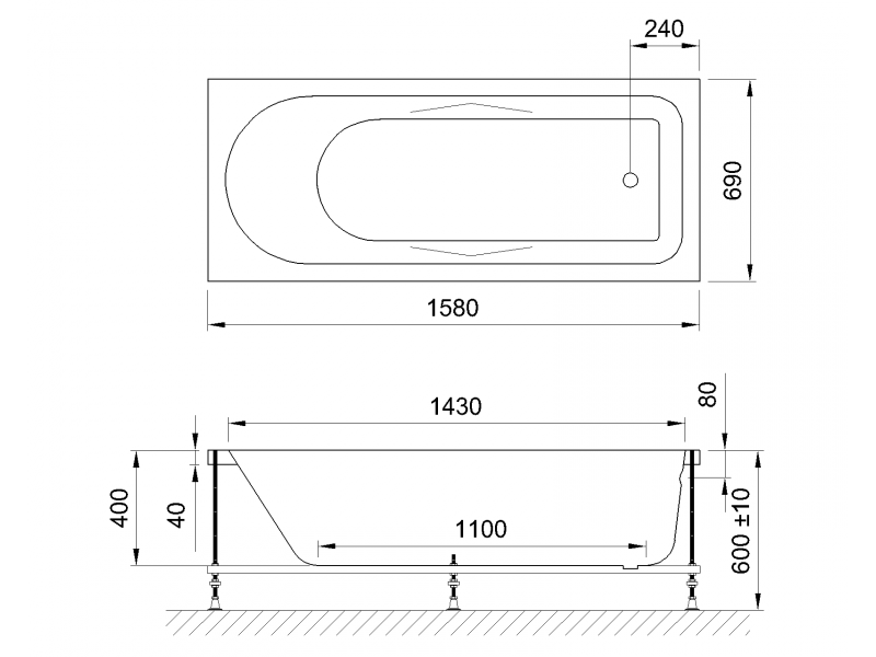 Купить ванна акриловая вета 1600*700 bellsan (россия) в Иваново магазин сантехники Суперстрой