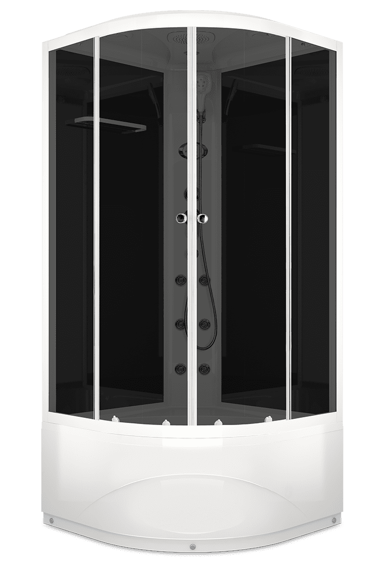 Купить душевая кабина domani spa delight 88 high, 80*80  вп тс черная задняя стенка,электрика, гидромассаж в Иваново магазин сантехники Суперстрой