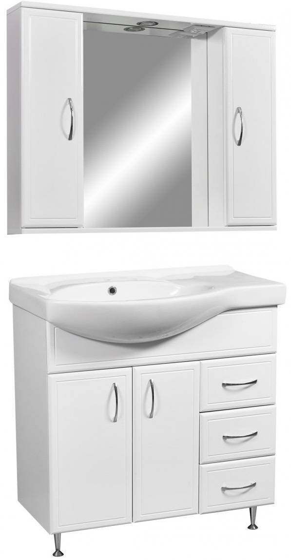 Купить тумба концепт-80 белый левая+раковина коралл,stella polar. в Иваново магазин сантехники Суперстрой