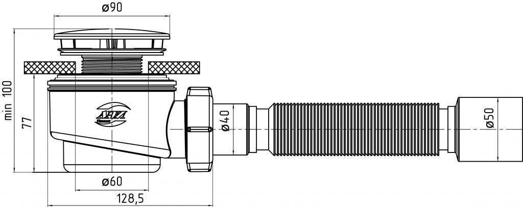 Купить сифон  е515с для поддона с гофрой, ани. в Иваново магазин сантехники Суперстрой