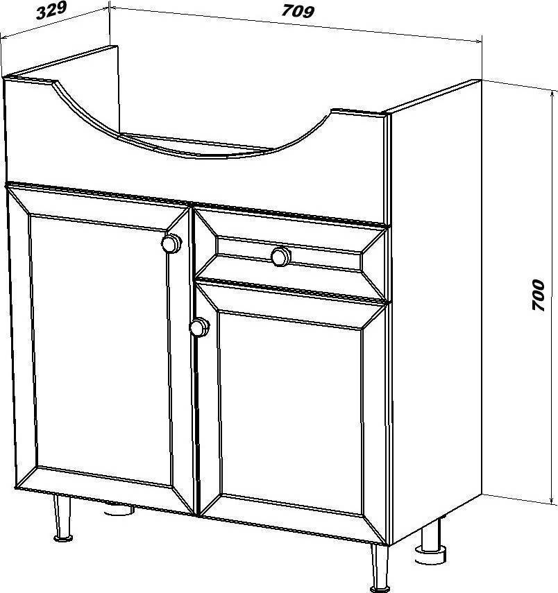 Купить тумба бриз-75 + умывальник байкал-75, sanstar в Иваново магазин сантехники Суперстрой