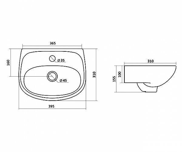 Купить раковина анимо-40 без пьедестала 1-отв , santek. в Иваново магазин сантехники Суперстрой