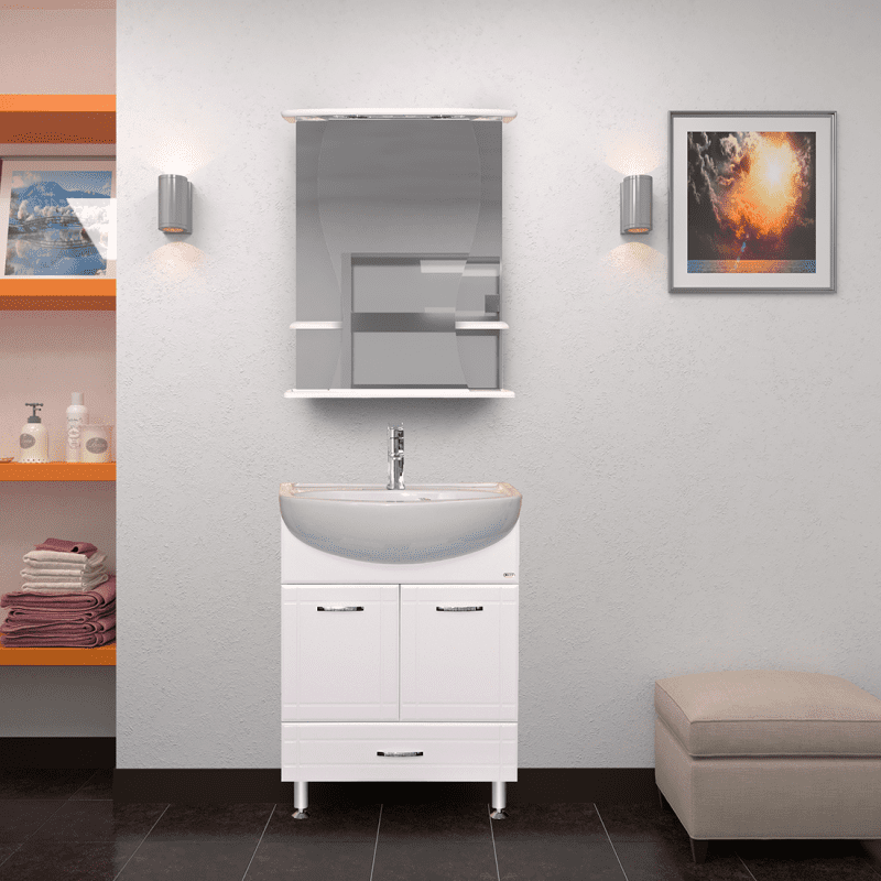 Купить тумба уют-60 1ящ. белая + раковина уют rosa, misty. в Иваново магазин сантехники Суперстрой